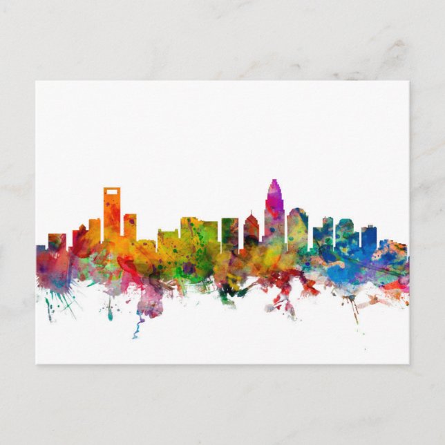 Postal Skyline de Charlotte Carolina del Norte (Anverso)