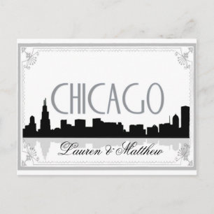 Postal Skyline de Chicago en blanco y negro