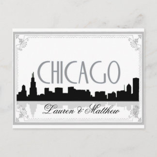 Postal Skyline de Chicago en blanco y negro