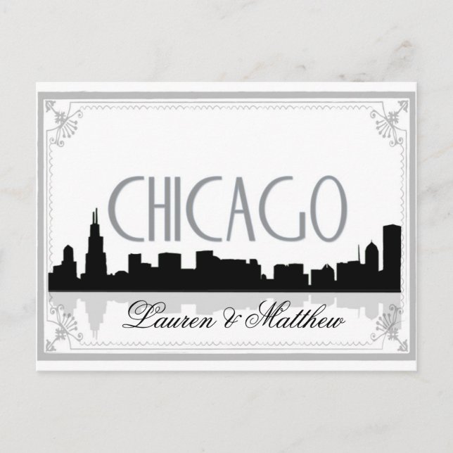 Postal Skyline de Chicago en blanco y negro (Anverso)