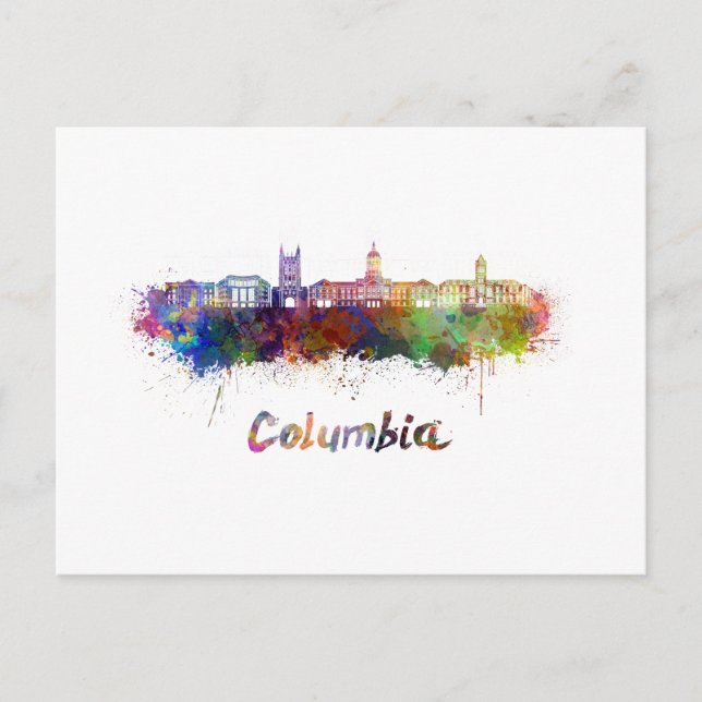 Postal Skyline de Columbia MO en acuarela (Anverso)