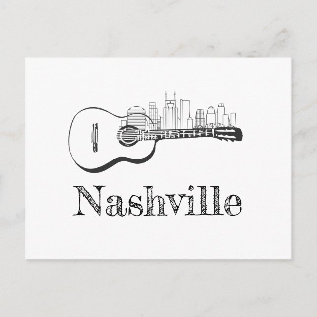 Postal Skyline de guitarra de Nashville (Anverso)