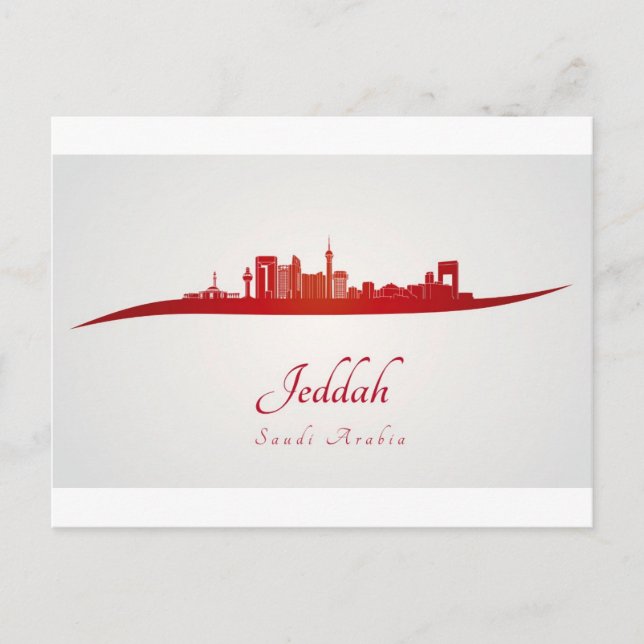 Postal Skyline de Jeddah en rojo.jpg (Anverso)