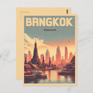 Postal Skyline de la ciudad de Bangkok retro - Regalos de