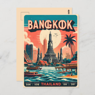 Postal Skyline de la ciudad de Bangkok retro - Regalos de