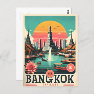 Postal Skyline de la ciudad de Bangkok retro - Regalos de