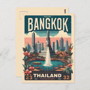 Postal Skyline de la ciudad de Bangkok retro - Regalos de