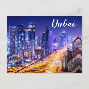 Postal Skyline de la noche Dubai Emiratos Árabes Unidos