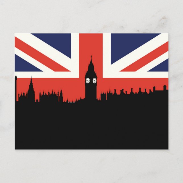Postal Skyline de Londres | Bandera británica (Anverso)