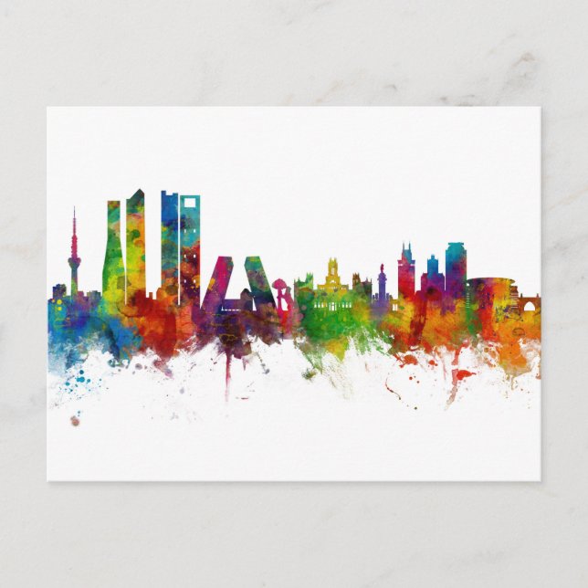 Postal Skyline de Madrid España (Anverso)