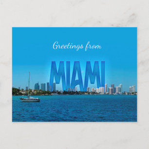 Postal Skyline de Miami con saludos de personalizable
