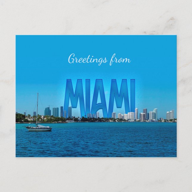 Postal Skyline de Miami con saludos de personalizable (Anverso)
