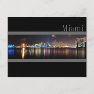 Postal Skyline de Miami en la noche Panorama Photo- Postc