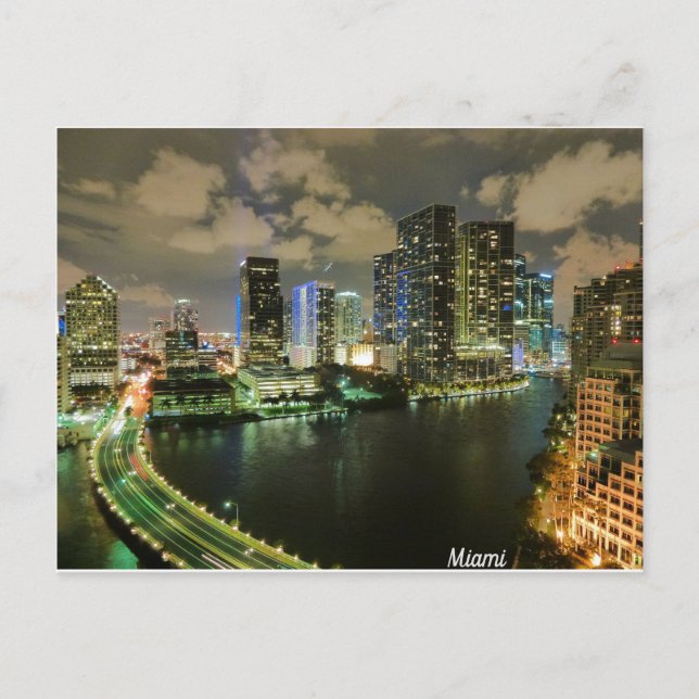 Postal Skyline de Miami Night (Anverso)