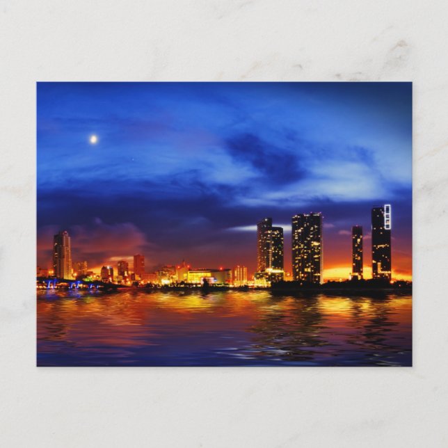 Postal Skyline de Miami por la noche - Postcard (Anverso)