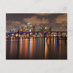 Postal Skyline de Miami por la noche - Postcard