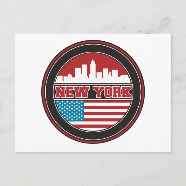 Postal Skyline de Nueva York | Bandera de los Estados Uni (Anverso)