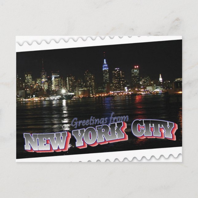Postal Skyline de Nueva York en Night Empire State (Anverso)