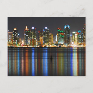 Postal Skyline de San Diego durante la noche