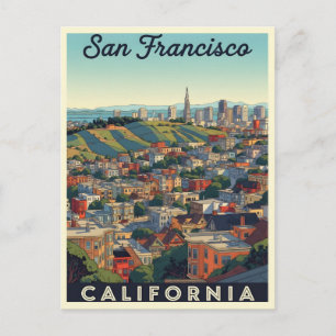 Postal Skyline de San Francisco con colinas ondulantes