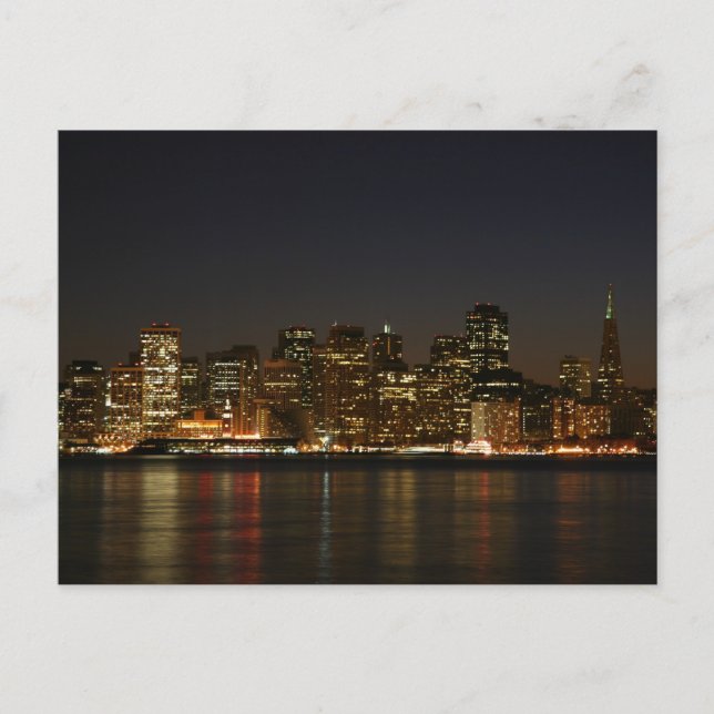 Postal Skyline de San Francisco de noche (Anverso)