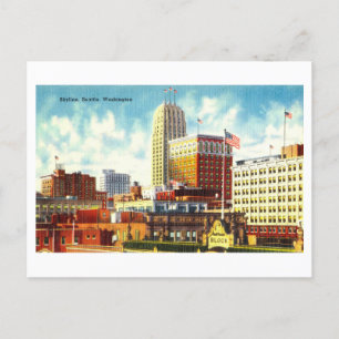 Postal Skyline de Seattle, Washington, Viajes Vintage