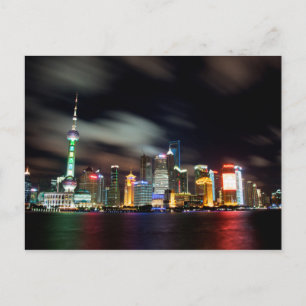 Postal Skyline de Shanghai por noche