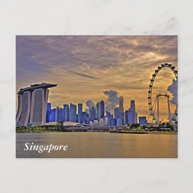 Postal Skyline de Singapur al atardecer (Anverso)
