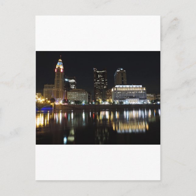 Postal Skyline Downtown Columbus de noche (Anverso)