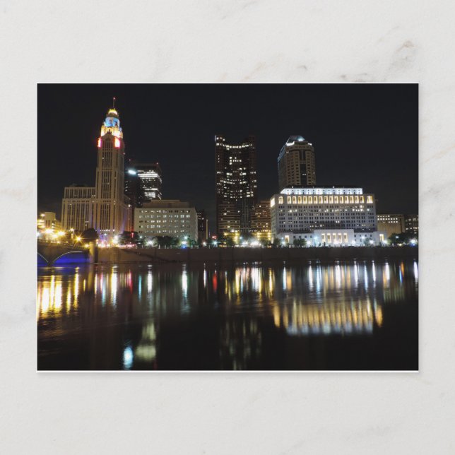 Postal Skyline Downtown Columbus de noche (Anverso)
