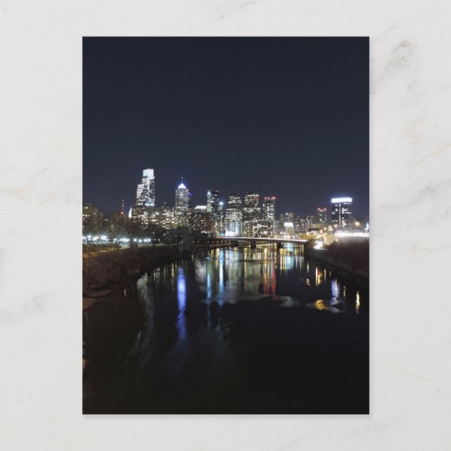 Postal Skyline Filadelfia de noche (Anverso)