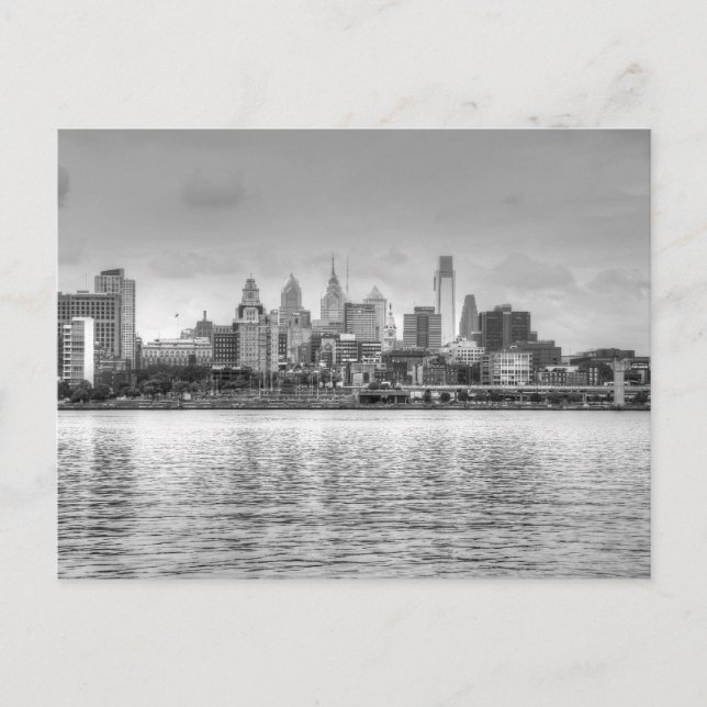 Postal Skyline Filadelfia en blanco y negro (Anverso)