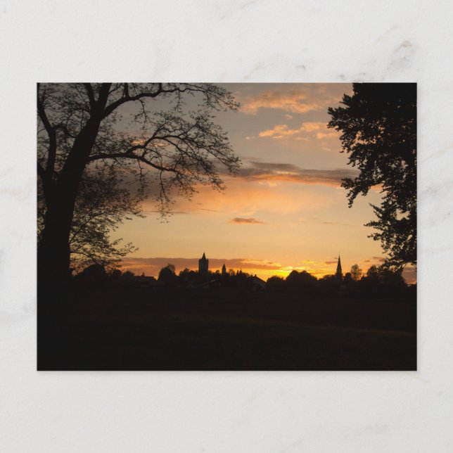 POSTAL SKYLINE HAAG IN OBERBAYERN BEI SONNENUNTERGANG (Anverso)