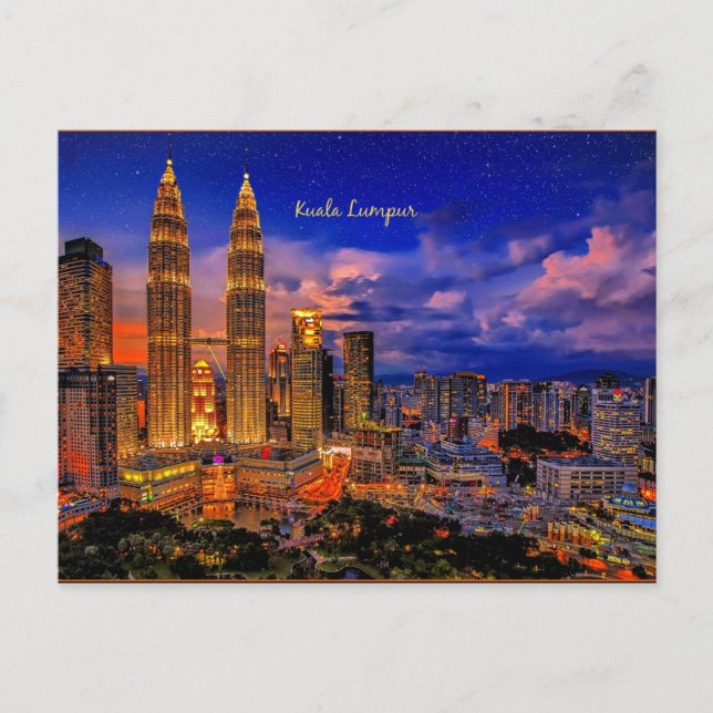 Postal Skyline Kuala Lumpur de noche (Anverso)
