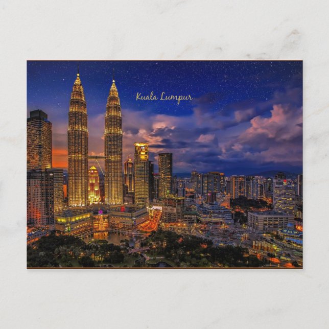 Postal Skyline Kuala Lumpur de noche (Anverso)