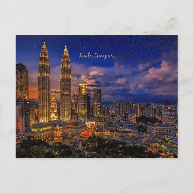 Postal Skyline Kuala Lumpur de noche (Anverso)