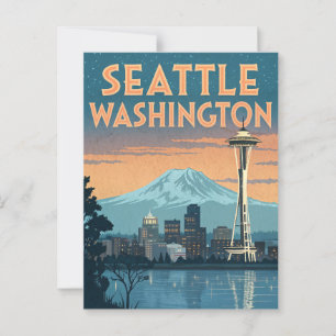 Postal Skyline Retro de Seattle Washington