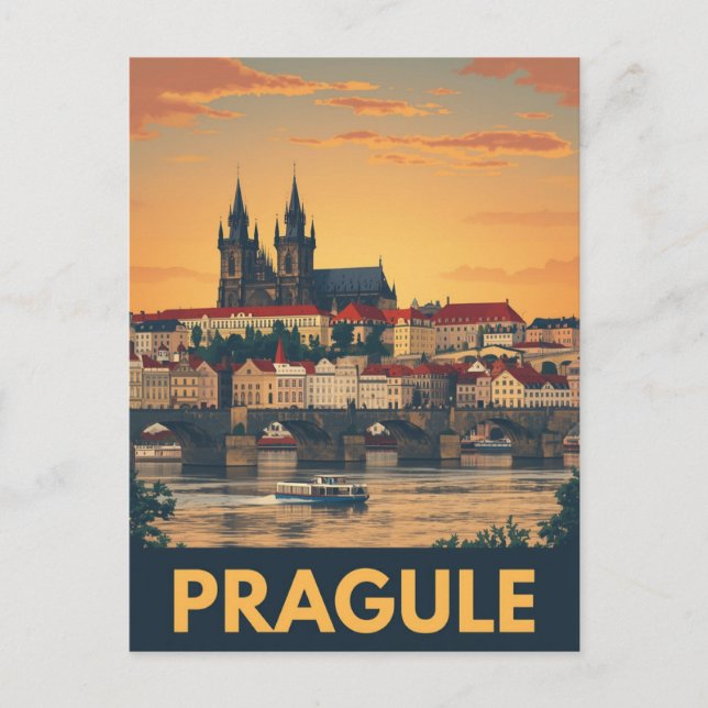 Postal Skyline Retro Prague (Anverso)