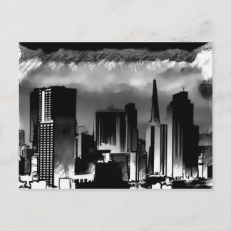 Postal Skyline Sketch de Chicago en blanco y negro