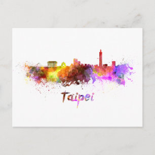 Postal Skyline Taipei en acuarela