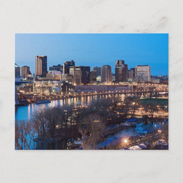 Postal skyline y riverfront de saint paul en el postcar n (Anverso)