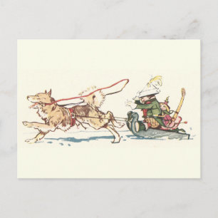 Postal Sled Dog Pulling Sleigh