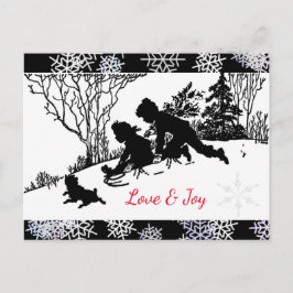 Postal Sledding Silhouette/ Snowflake