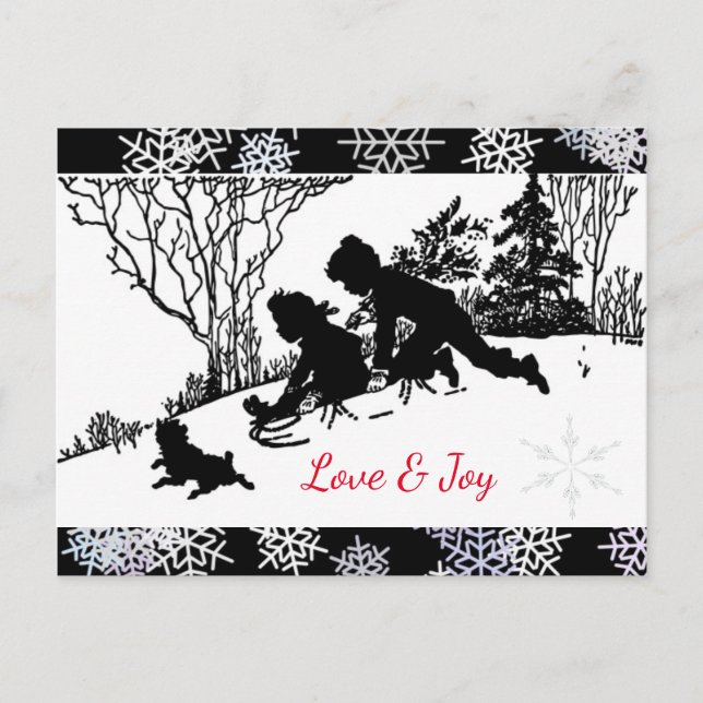 Postal Sledding Silhouette/ Snowflake (Anverso)