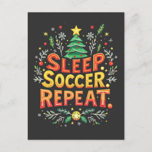 Postal Sleep Soccer Repetir el amor del árbol de Navidad
