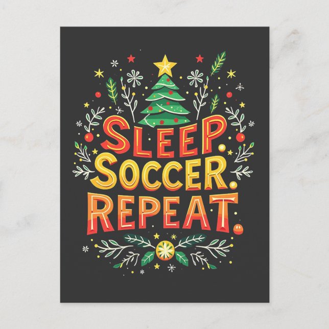 Postal Sleep Soccer Repetir el amor del árbol de Navidad (Anverso)