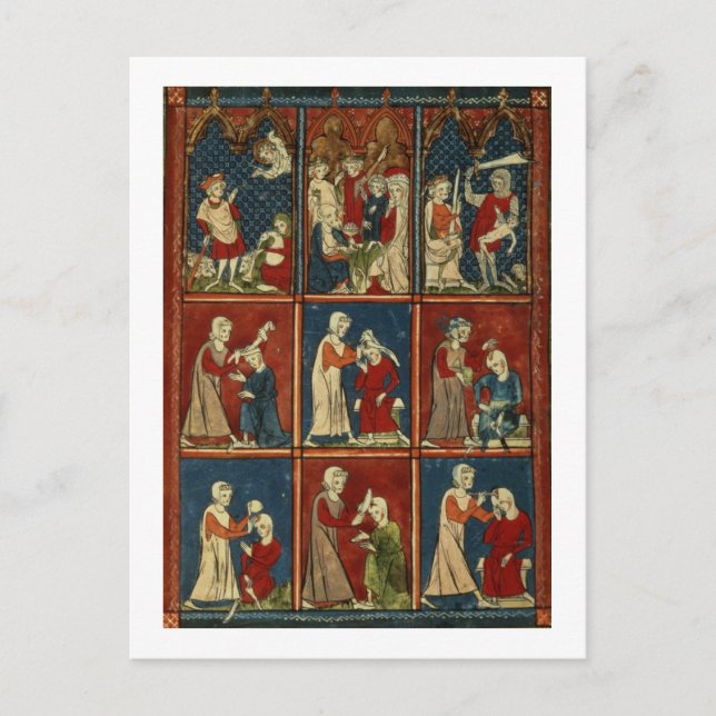 Postal Sloane 1977 fol.2V Escenas médicas y bíblicas, par (Anverso)