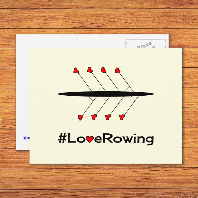 Postal Slogan de Love Rowing y barco (Subido por el creador)