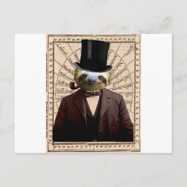 Postal Sloth Man Victorian Steampunk Antropomorfo (Anverso)