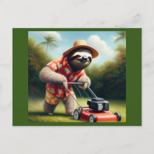 Postal Sloth Mowing Lawn
